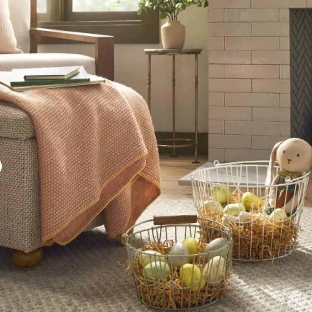 Hearth &‎ Hand with Magnolia Cozy Stitch Blush/Yellow Throw Blanket NEW WITH TAG